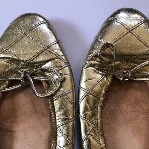 [CHANEL] Vintage Gold Quilted Ballet Shoes SZ 7 (EU 37) - Picture 8 of 9